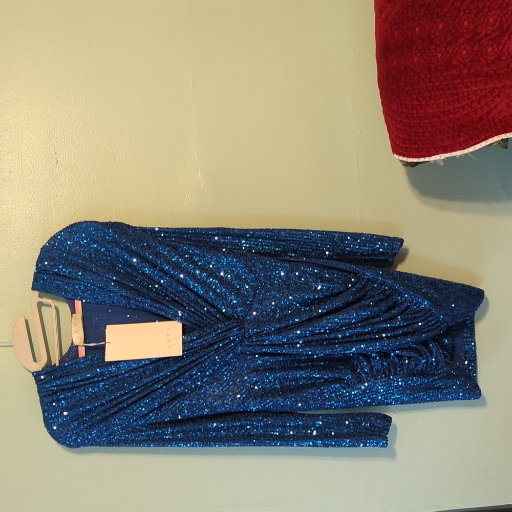 Royal blue sequined mini dress